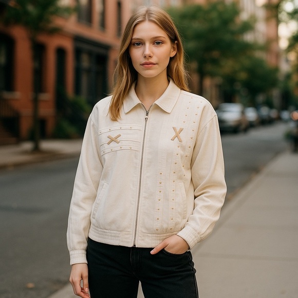 SAINT GERMAIN Paris Jacket, Vintage, White/Gold S - Picture 7 of 7